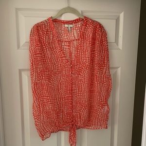 Joie button tie front blouse
